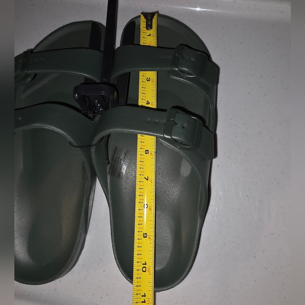 Men's George Olive Green Double Strap Buckle Slip On Sandals Size 8 - Picture 5 of 6